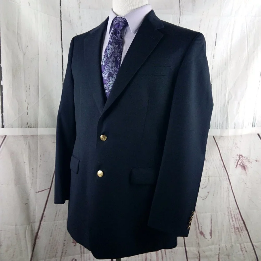 Z2 By Zante Jack Henry 43L Wool 2 Gold Buttons Blue Blazer Sport Coat